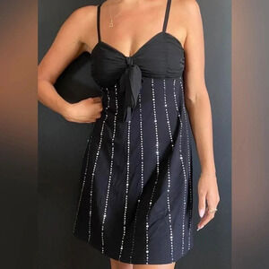 Vintage Guess‎ Women's Black and Silver Dress